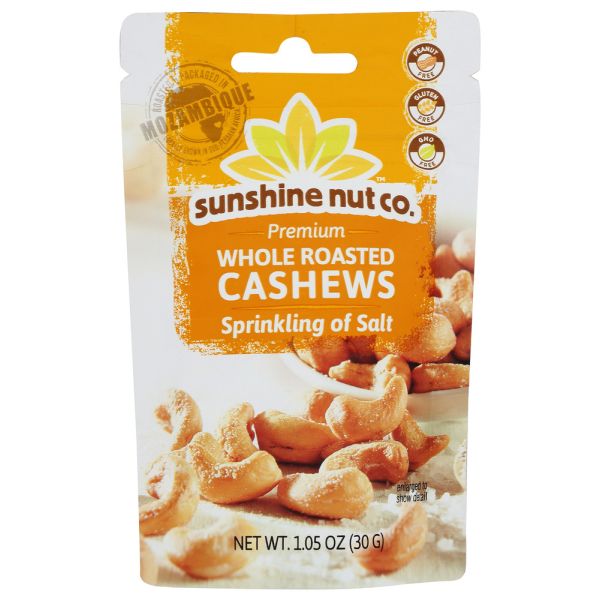SUNSHINE NUT COMPANY: Whole Roasted Cashews Sprinkling Of Salt, 1.05 oz