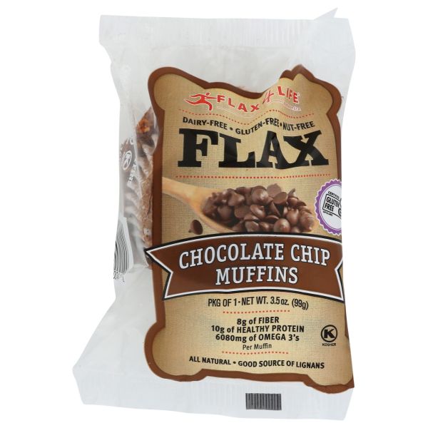 FLAX4LIFE: Gluten Free Flax Muffins Chunky Chocolate Chip Single, 3.5 oz