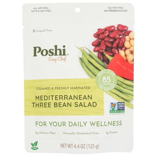POSHI: Mediterranean Three Bean Salad Easy Chef, 4.4 oz