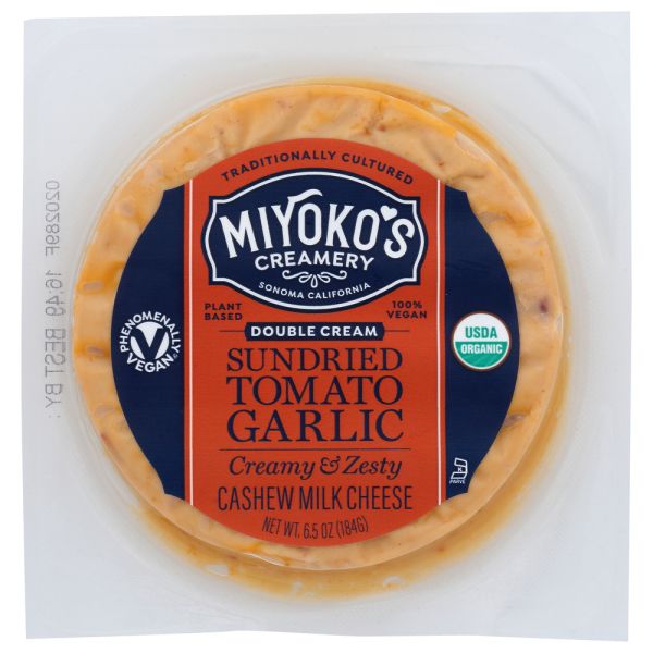 MIYOKOS CREAMERY: Double Cream Sundried Tomato Garlic Cheese Wheel, 6.50 oz