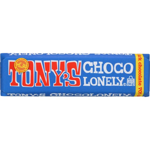 TONYS CHOCOLONEY: Dark Chocolate Bar 70%, 1.8 oz