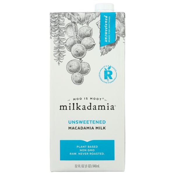 MILKADAMIA: Unsweetened Macadamia Milk, 32 fl oz