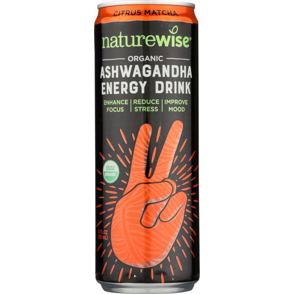 NATUREWISE: Citrus Matcha Ashwagandha Energy Drink, 12 fl oz