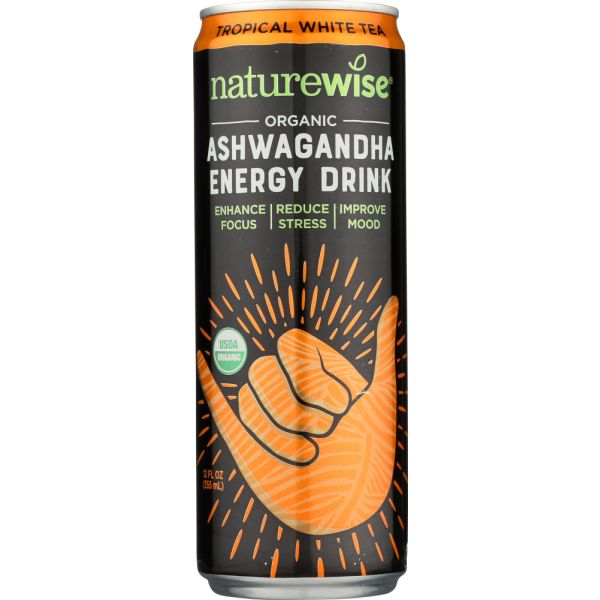 NATUREWISE: Tropical White Tea Ashwagandha Energy Drink, 12 oz
