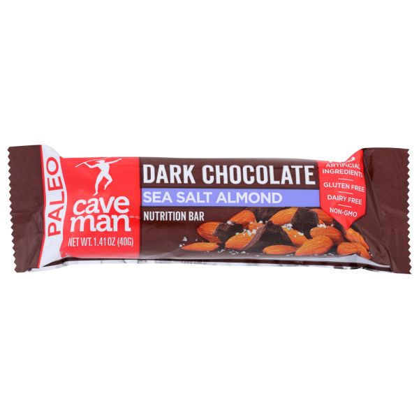 CAVEMAN FOODS: Dark Chocolate Sea Salt Almond Bars, 1.41 oz