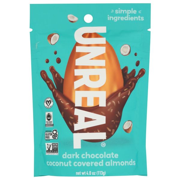 UNREAL: Dark Chocolate Coconut Covered Almonds, 4 oz