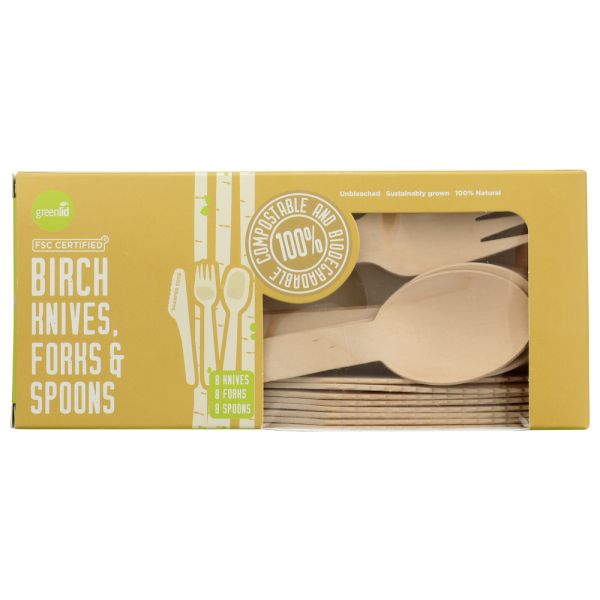GREENLID: Compostable Birch Cutlery, 24 pk