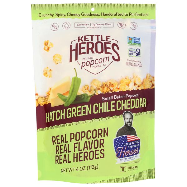 KETTLE HEROES: Popcorn Hatch Green Chili Cheddar, 4 OZ