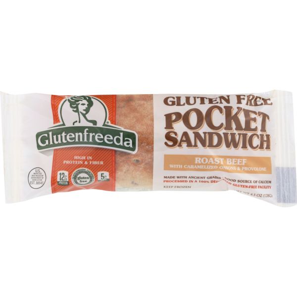 GLUTENFREEDA: Pocket Sandwich Roast Beef with Caramelized Onion, 4.5 oz