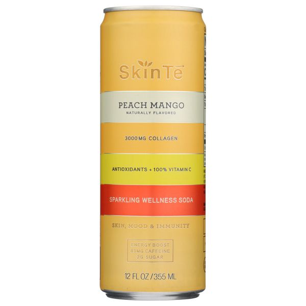SKIN TE: Peach Mango Sparkling Wellness Tea, 12 fo