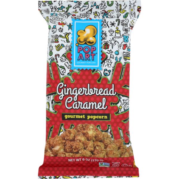 POP ART: Gingerbread Caramel Gourmet Popcorn, 6 oz