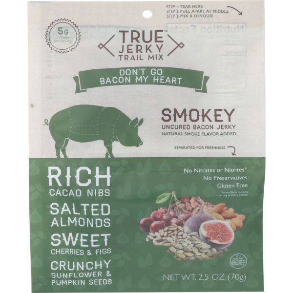 TRUE JERKY: Smokey Bacon Jerky Trail Mix, 2.5 oz