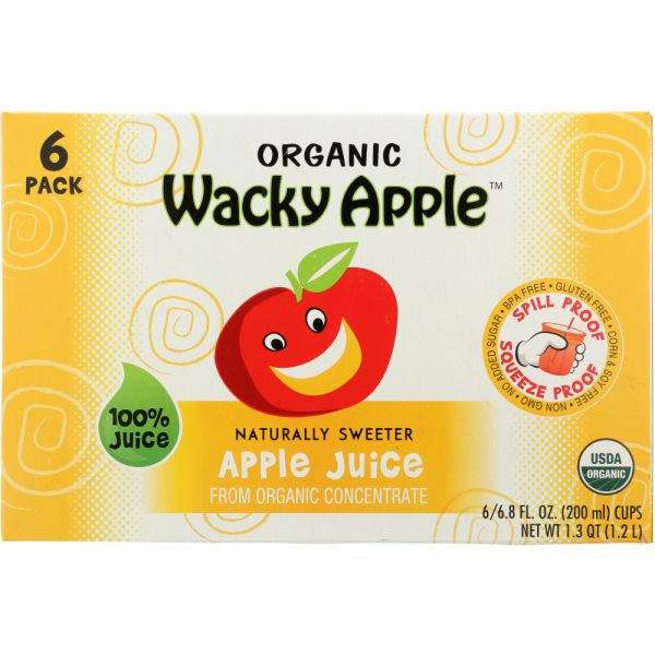 WACKY APPLE: Juice 6 Pack Apple Organic, 40.8 fo