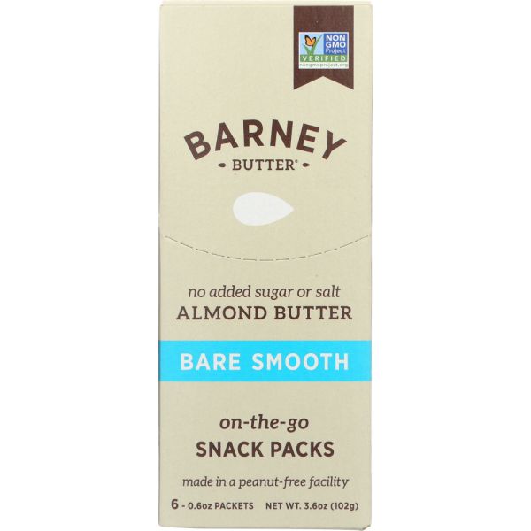 BARNEY BUTTER: Almond Butter Bare Smooth 6x0.6 oz Packets, 3.6 oz