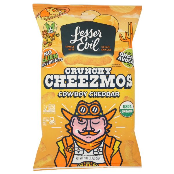 LESSER EVIL: Crunchy Cheezmos Cowboy Cheddar, 7 oz