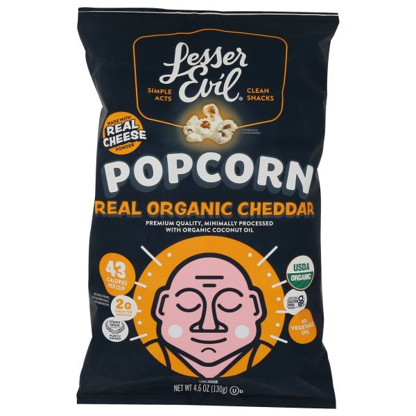 LESSER EVIL: Organic Real Organic Cheddar Popcorn, 4.6 oz