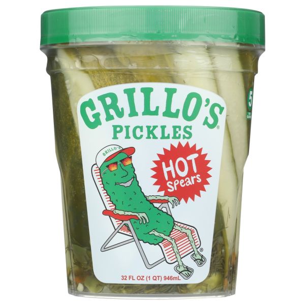 GRILLOS PICKLES: Hot Pickle Spears, 32 fo