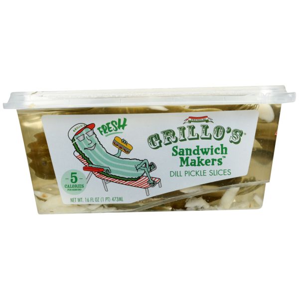 GRILLO'S PICKLES: Sandwich Makers Dill Pickle Slices, 16 oz