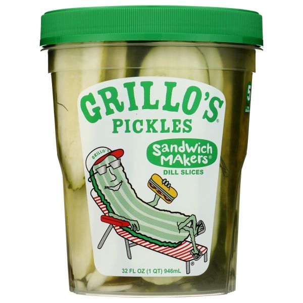 GRILLOS PICKLES: Dill Slices Sandwich Makers, 32 fo