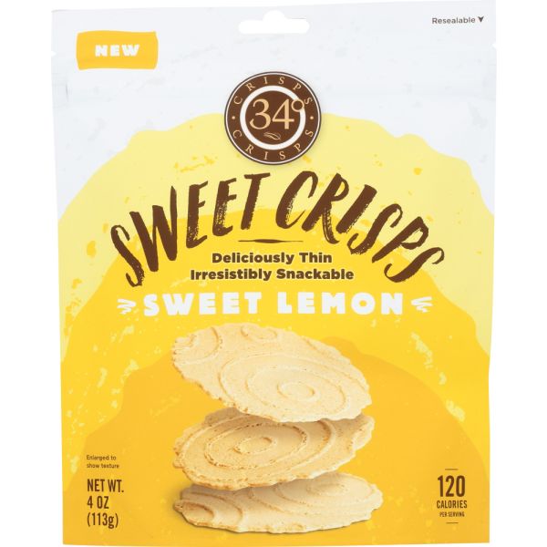 34 DEGREES: Sweet Lemon Crisps Bag, 4 oz
