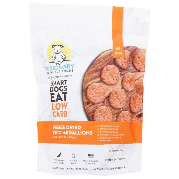 VISIONARY PET FOODS: Freeze Dried Chicken Keto Medallions, 25 oz