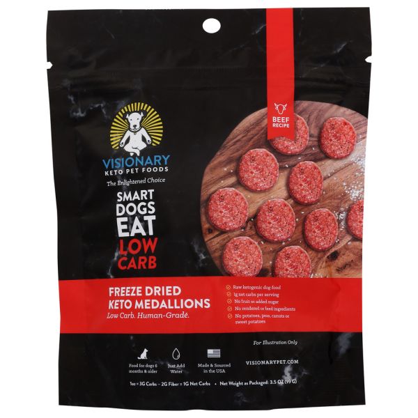 VISIONARY PET FOODS: Freeze Dried Beef Keto Medallions, 25 oz