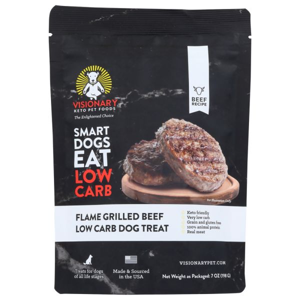 VISIONARY PET FOODS: Flame Grilled Beef Dog Treats, 7 oz