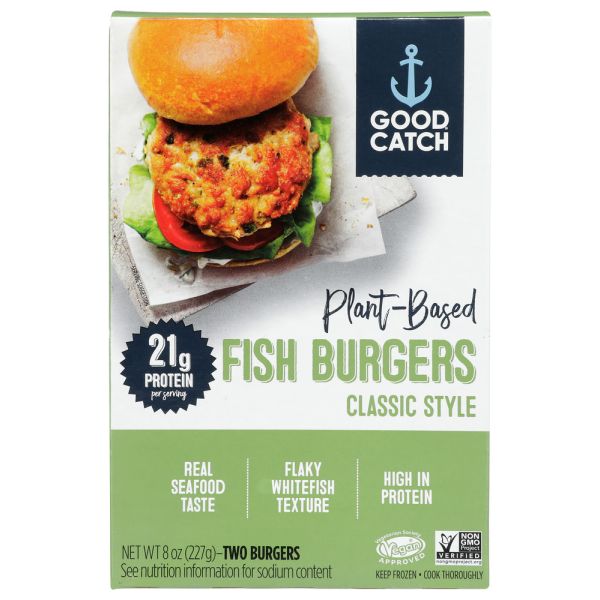 GOOD CATCH: Burger Fish Plant Based Classic, 8 oz