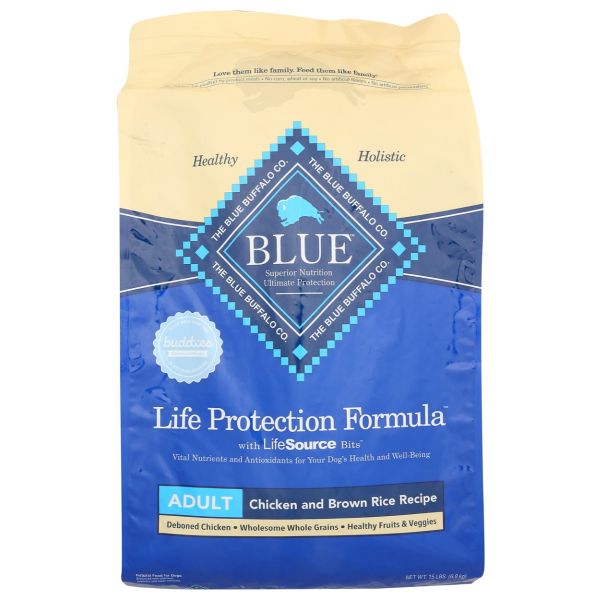 BLUE BUFFALO: Life Protection Formula Adult Dog Food Chicken and Brown Rice Recipe, 15 lb