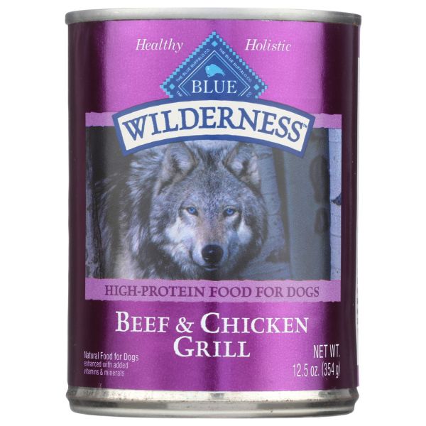BLUE BUFFALO: Wilderness Adult Dog Food Beef and Chicken Grill, 12.50 oz