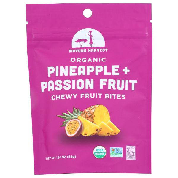 MAVUNO HARVEST:  Fruit Bites Organic Pineapple And Passion Fruit, 1.94 oz