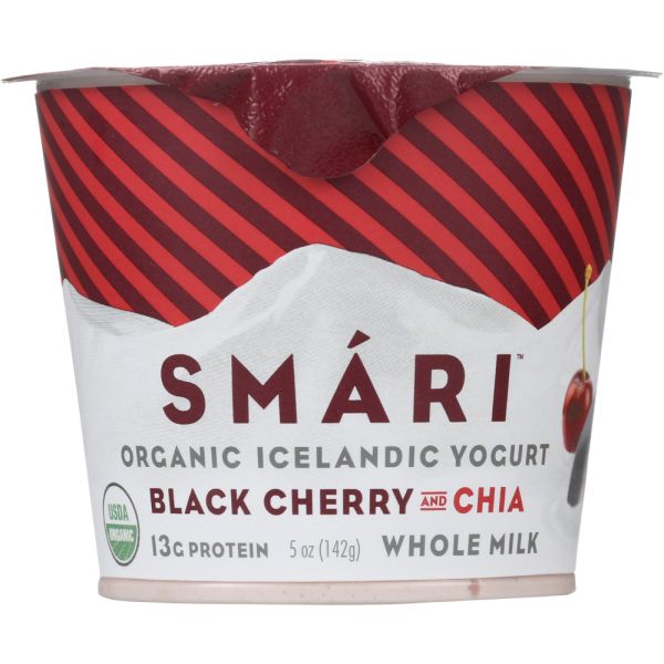 SMARI: Organic Icelandic Yogurt Black Cherry and Chia, 5 oz