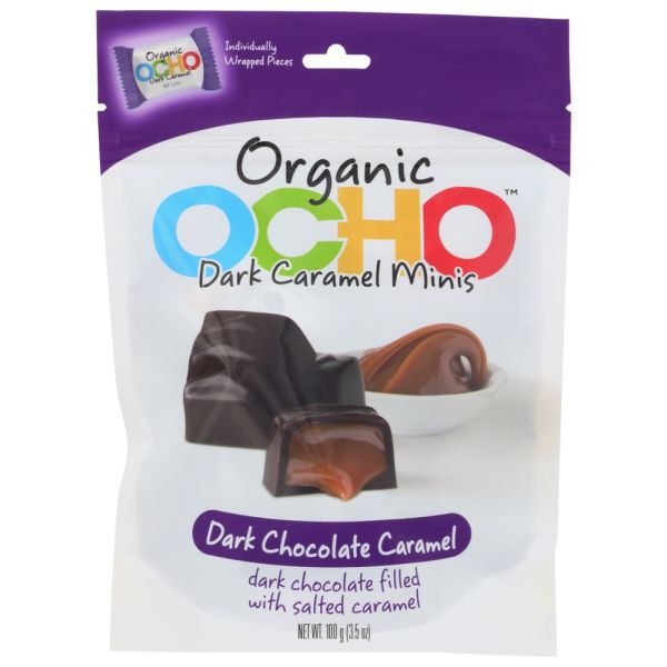 OCHO CANDY: Dark Caramel Minis Dark Chocolate Caramel, 3.50 oz