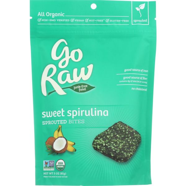 GO RAW: Bites Spirulina Sprouted Organic, 3 oz