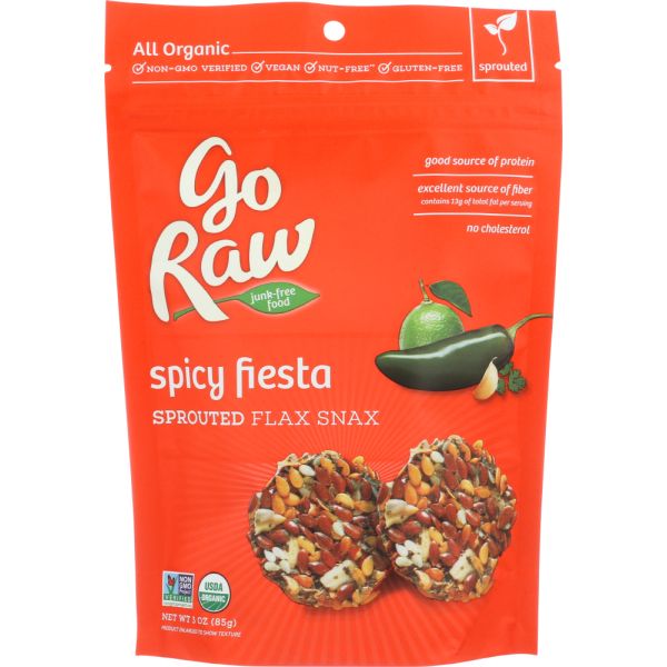 GO RAW: Organic Flax Snax Spicy Fiesta, 3 oz