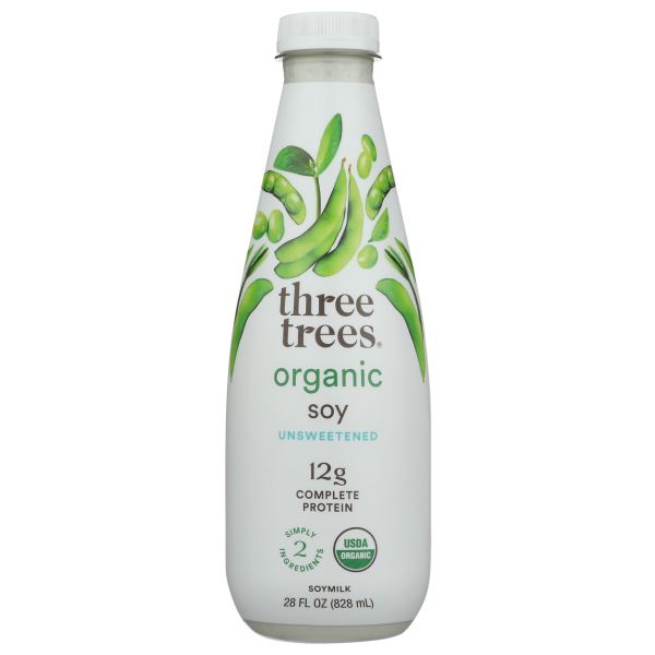 THREE TREES: Organic Unsweetened Soy Milk, 28 fo
