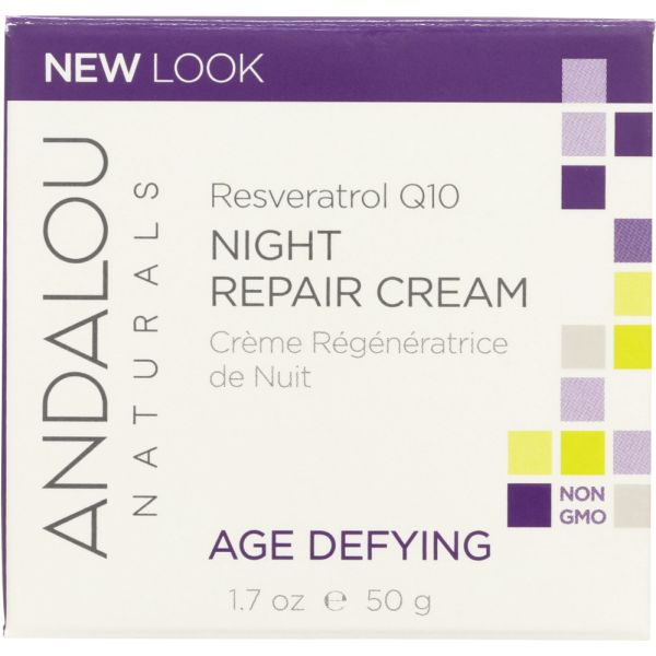 ANDALOU NATURALS: Resveratrol Q10 Night Repair Cream Age-Defying, 1.7 Oz