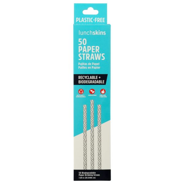 LUNCHSKINS: Straws Plastic Free, 1 bx
