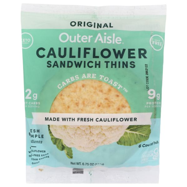 OUTER AISLE GOURMET: Cauliflower Sandwich Thins, 6.75 oz