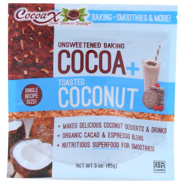 COCOAX: Unsweetened Baking Cocoa Toasted Coconut, 3 oz