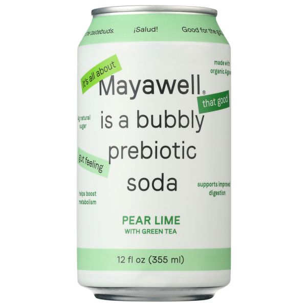 MAYAWELL: Prebiotic Soda Pear Lime, 12 fo