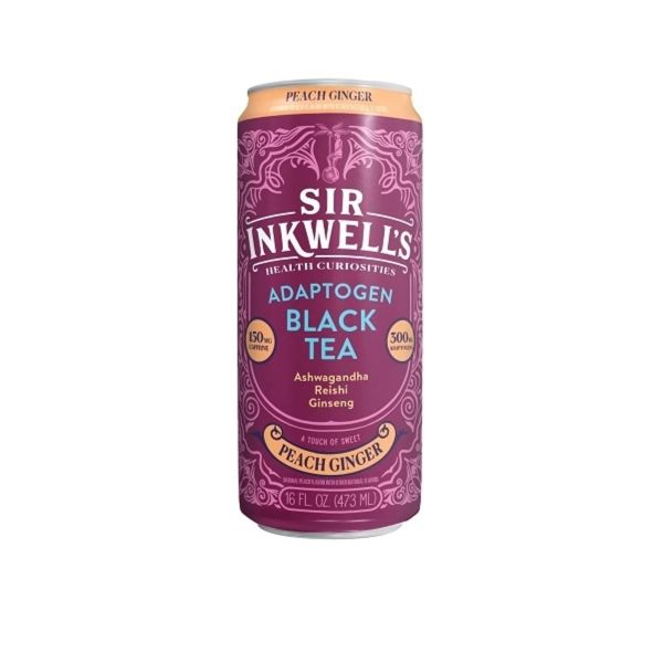 SIR INKWELLS: Peach Ginger Adaptogen Black Tea, 16 fo