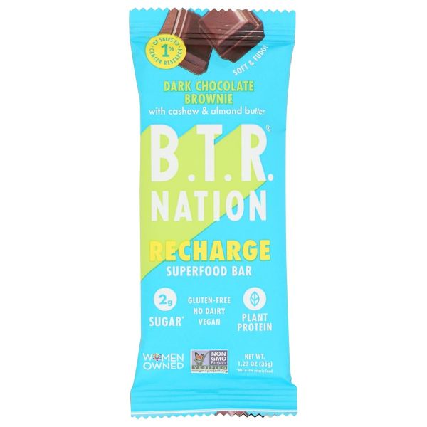 BTR NATION: Dark Chocolate Brownie Superfood Bar, 1.23 oz