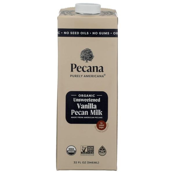 PECANA: Organic Unsweetened Vanilla Pecan Milk, 32 fo