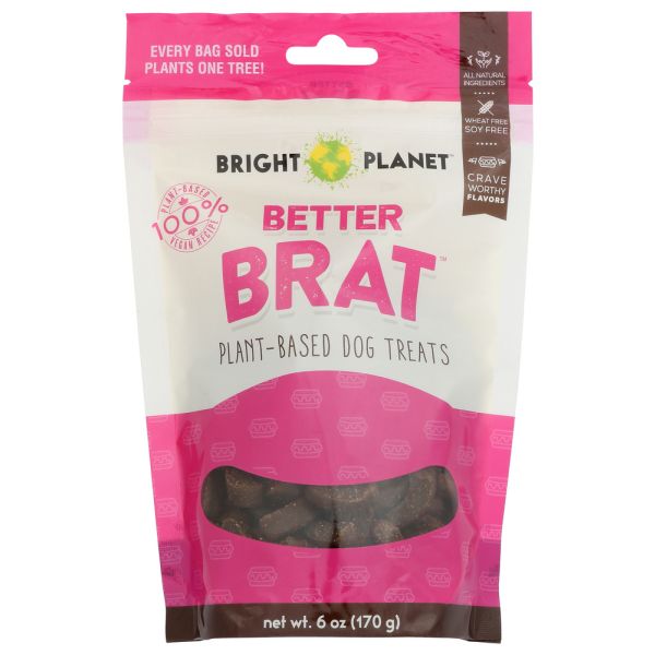 BRIGHT PLANET: Better Brat Plant Based Dog Treats, 6 oz