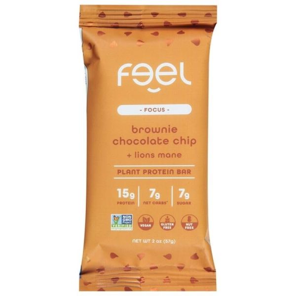 FEEL BAR: Brownie Chocolate Chip Plant Protein Bar, 2 oz