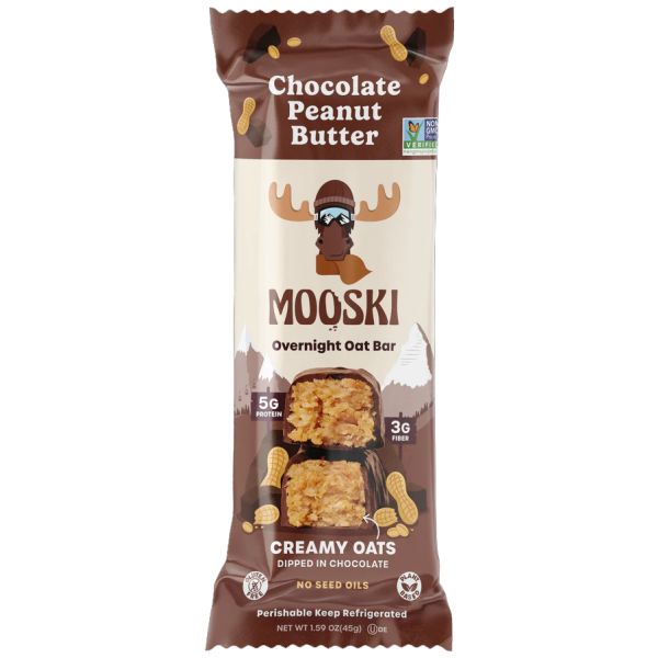 MOOSKI: Chocolate Peanut Butter Oat Bar, 1.59 oz