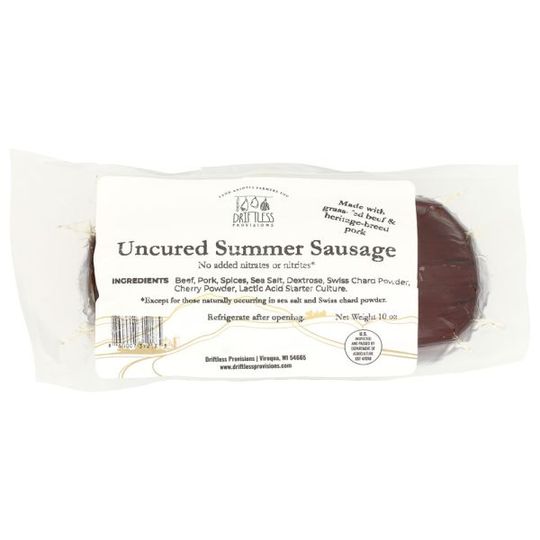 DRIFTLESS PROVISIONS: Uncured Summer Sausage, 10 oz