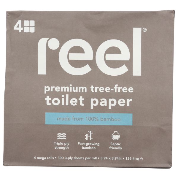 REEL PAPER: Bamboo Toilet Paper, 4 pk