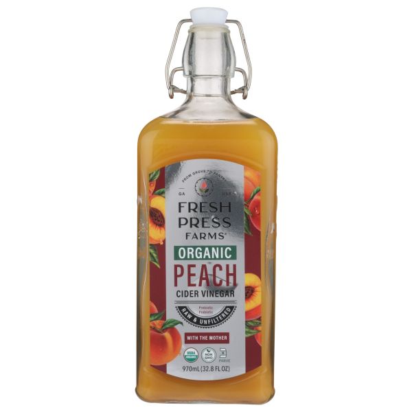 FRESH PRESS FARMS: Organic Peach Cider Vinegar, 32.8 fo